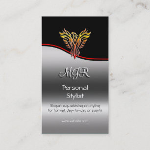 Monogram, Phoenix Personal Stylist, red swoosh Business Card