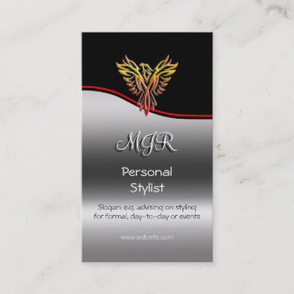 Monogram, Phoenix Personal Stylist, red swoosh Business Card