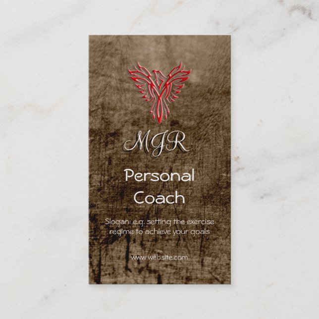 Monogram, Phoenix Personal Trainer, leather-effect Business Card (Front)