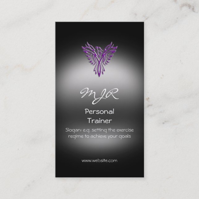 Monogram, Phoenix Personal Trainer, metal-look Business Card (Front)
