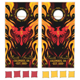 Monogram. Phoenix. Rise from Ashes. Custom. Cornhole Set