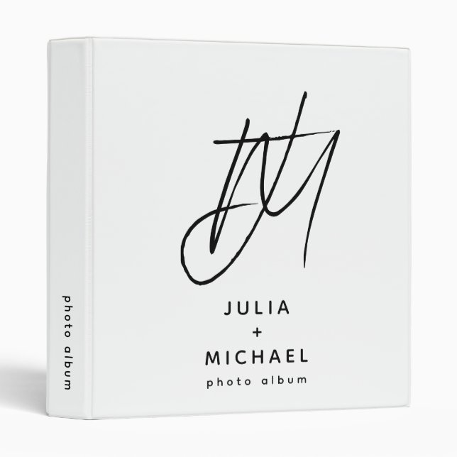 Monogram Photo Album Modern Minimalist 3 Ring Binder (Front/Spine)