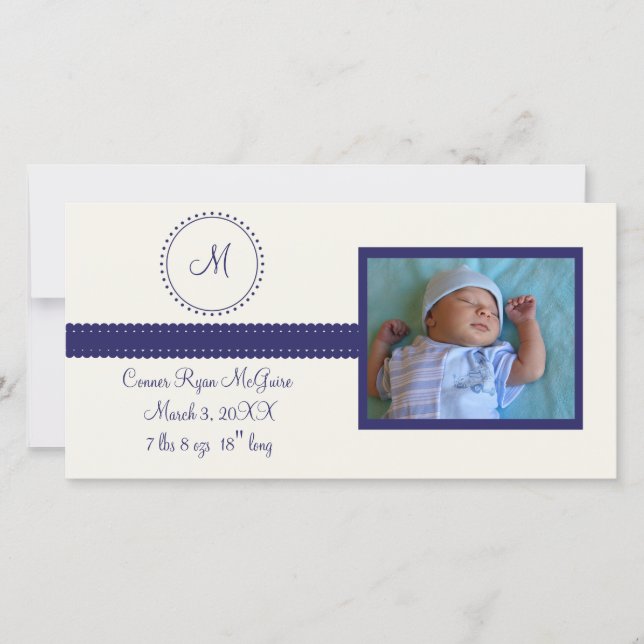 Monogram Photo Card (navy) (Front)
