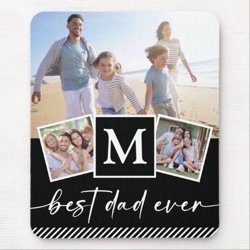 Monogram Photo Collage Best Dad Ever Mouse Pad
