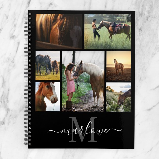 Monogram Photo Collage Black White Name Planner (Creator Uploaded)