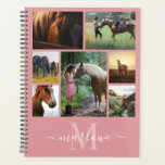 Monogram Photo Collage Blush Pink Name Planner<br><div class="desc">Create your own photo collage planner by replacing the placeholder images with your own personal pic and add your name monogram to the calligraphy script templates. Add seven of your favorite photos of you and your pet horse. A unique, typography themed custom monogrammed back to school planner with a personal...</div>