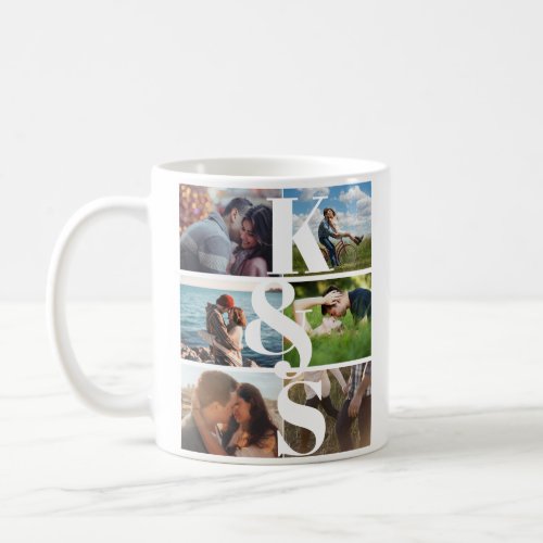 Monogram Photo Collage Couple Gifts Personalized Coffee Mug