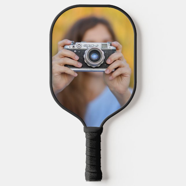 Monogram Photo Collage Custom Color Pickleball Pad Pickleball Paddle (Front)