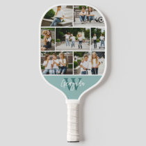 Monogram Photo Collage Custom Color Pickleball Paddle
