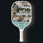 Monogram Photo Collage Custom Color Pickleball Paddle<br><div class="desc">Create your own Pickle Ball Paddle by adding 7 of your own photos. This design features a monogram and a color block that can be changed to any color. A great gift foryourself,  a friend or family member.</div>