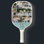 Monogram Photo Collage Custom Color Pickleball Paddle<br><div class="desc">Create your own Pickle Ball Paddle by adding 7 of your own photos. This design features a monogram and a color block that can be changed to any color. A great gift foryourself,  a friend or family member.</div>