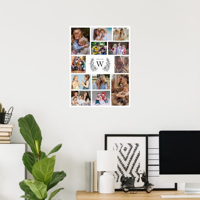 Monogram Photo Collage Family  Poster (Home Office)