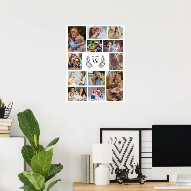 Monogram Photo Collage Family Poster | Zazzle