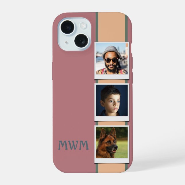 Monogram Photo Collage Pink Iphone Case (Back)