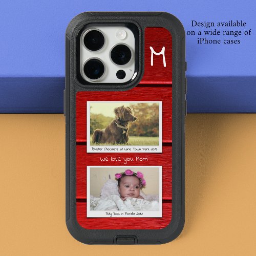 Monogram Photo Collage Red iPhone 15 Pro Case