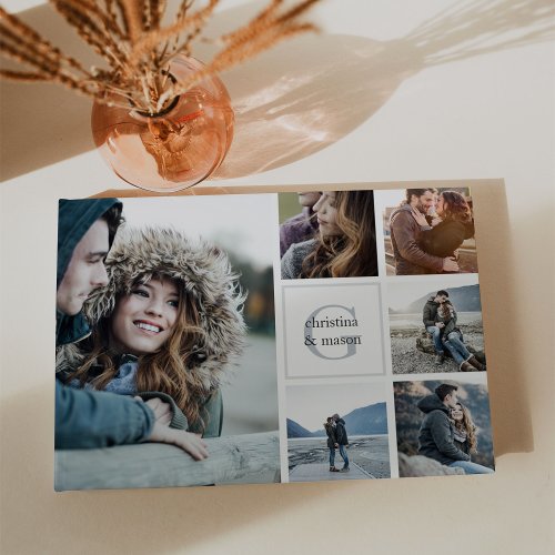Monogram Photo Collage Wedding Guest Book