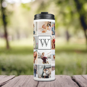 Monogram Photo Collage White Thermal Tumbler