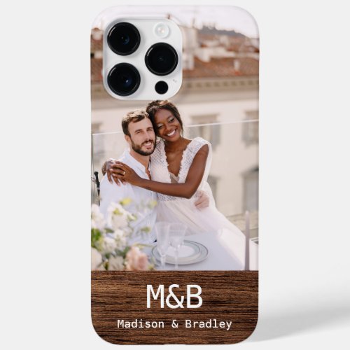 Monogram Photo Couple Wood Personalized Name Case_Mate iPhone 14 Pro Max Case