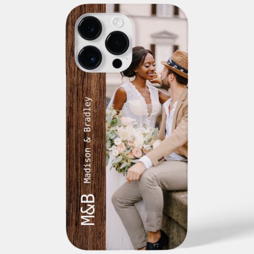 Monogram Photo Couple Wood Personalized Name Case_Mate iPhone 14 Pro Max Case