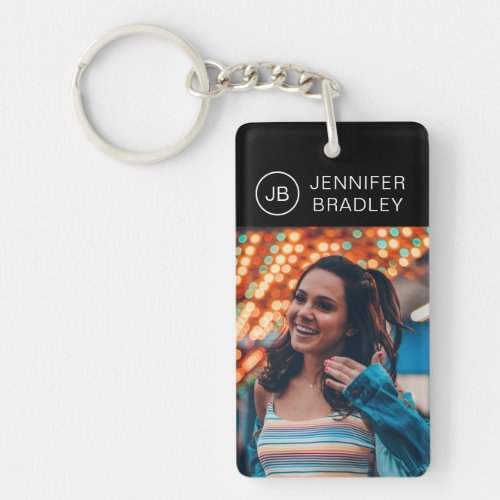 Monogram Photo Custom Photo Personalized Name Keychain