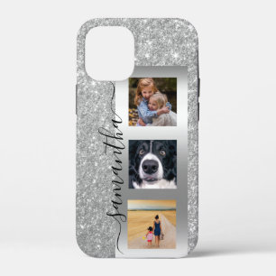 Monogram Photo Glitter Rose Gold Handwritten iPhone 12 Mini Case