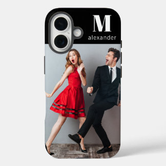 Monogram Photo Modern Personalized Name  iPhone 16 Case