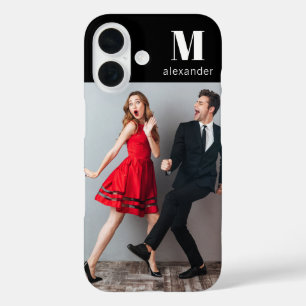 Monogram Photo Modern Personalized Name iPhone 16 Case