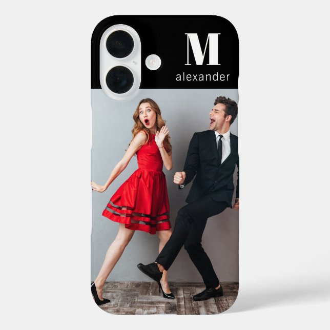 Monogram Photo Modern Personalized Name  Case-Mate iPhone Case (Back)
