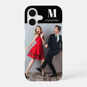 Monogram Photo Modern Personalized Name iPhone 16 Case