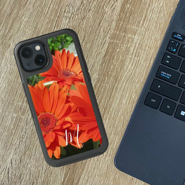Monogram Photo Orange Daisy  Otterbox iPhone Case (Creator Uploaded)