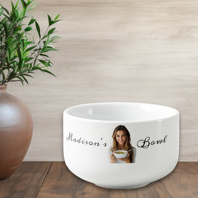 Monogram Photo Personalized Name Soup Mug (Creator Uploaded)