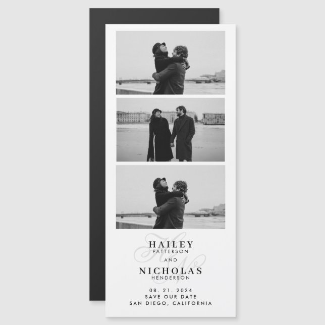 Monogram Photo Strip Magnetic Wedding (Front/Back)