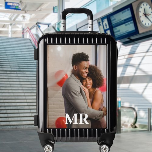 Monogram Photo Template Custom Name Luggage