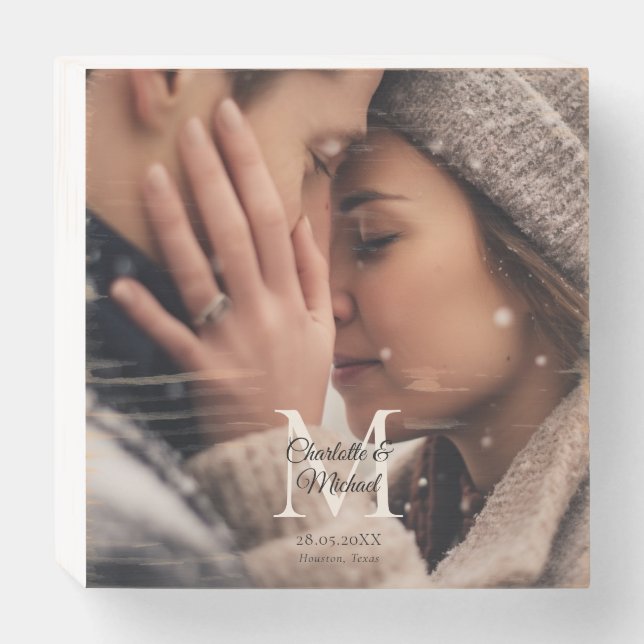 Monogram Photo Wedding Box Geschenkschachtel (Front Horizontal)