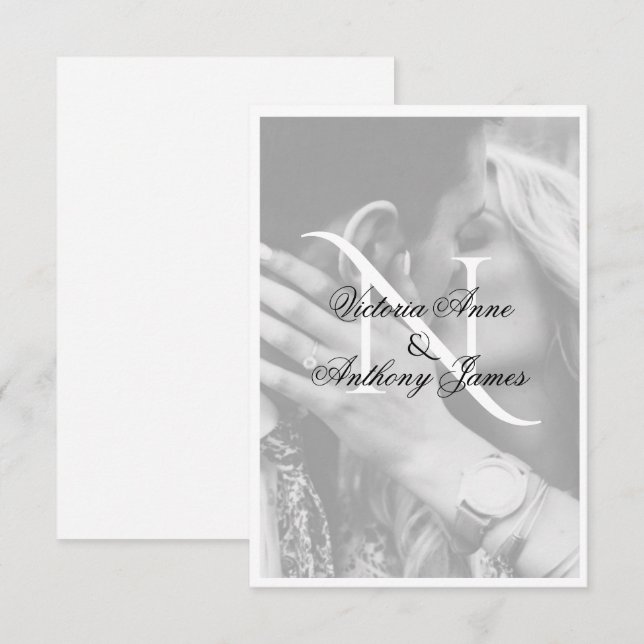 Monogram Photo Wedding Thank You Card (Front/Back)