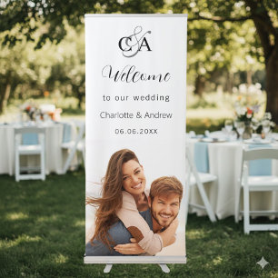 Monogram photo welcome wedding retractable banner