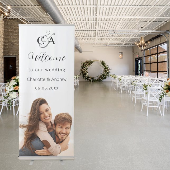 Monogram photo welcome wedding retractable banner (Creator Uploaded)