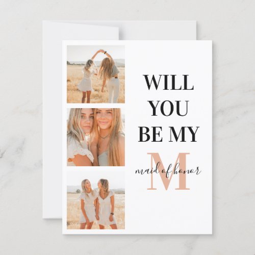 Monogram Photo Will You Be My Maid of Honor