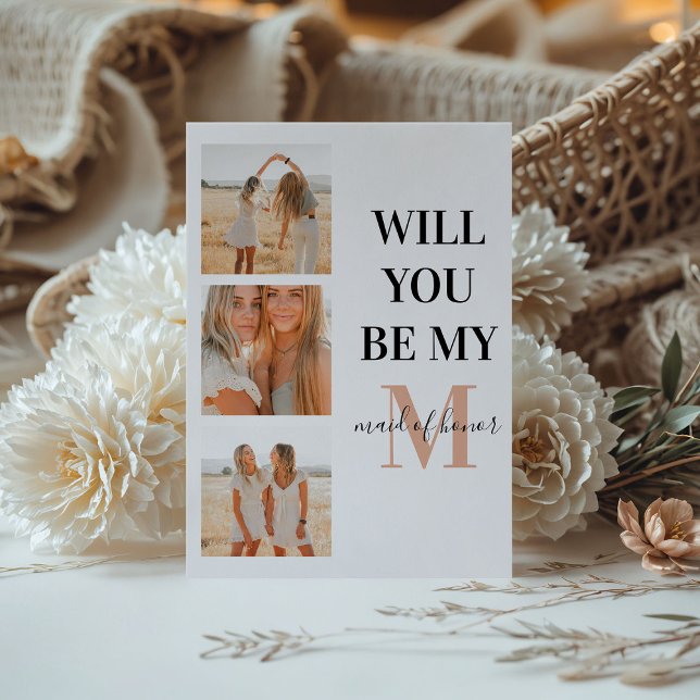 Monogram Photo Will You Be My Maid of Honor? (Creator Uploaded)