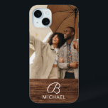 Monogram Photo Wood Grain Timber Personalized Name iPhone 15 Plus Case<br><div class="desc">Monogram Photo Wood Grain Timber Personalized Name iPhone 15 Plus Cases features your favorite photo with your personalized name and monogram on a wooden accent. Personalize by editing the text in the text boxes provided. Designed by ©Evco Studio www.zazzle.com/store/evcostudio</div>
