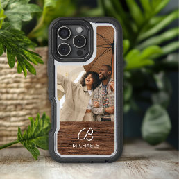 Monogram Photo Wood Grain Timber Personalized Name iPhone 16 Pro Max Case