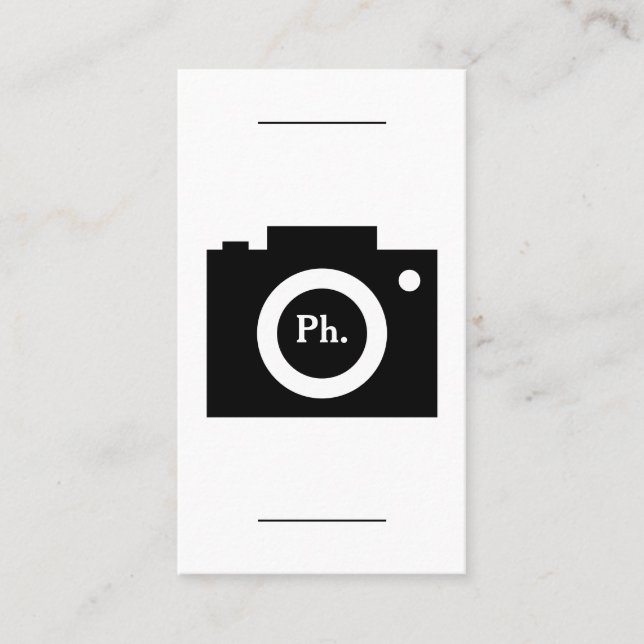 Monogram Photographer | Vertical Black & White Business Card (Front)