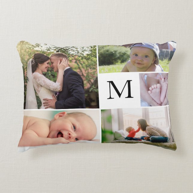 Monogram Photography family collage Accent Pillow (Front)