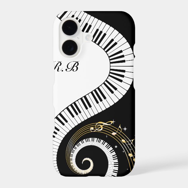 Monogram Piano Keys and  Musical Notes Case-Mate iPhone Case (Back)