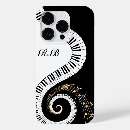 Monogram Piano Keys and  Musical Notes Case_Mate iPhone 14 Pro Case