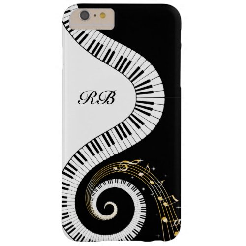 Monogram Piano Keys and  Musical Notes Barely There iPhone 6 Plus Case