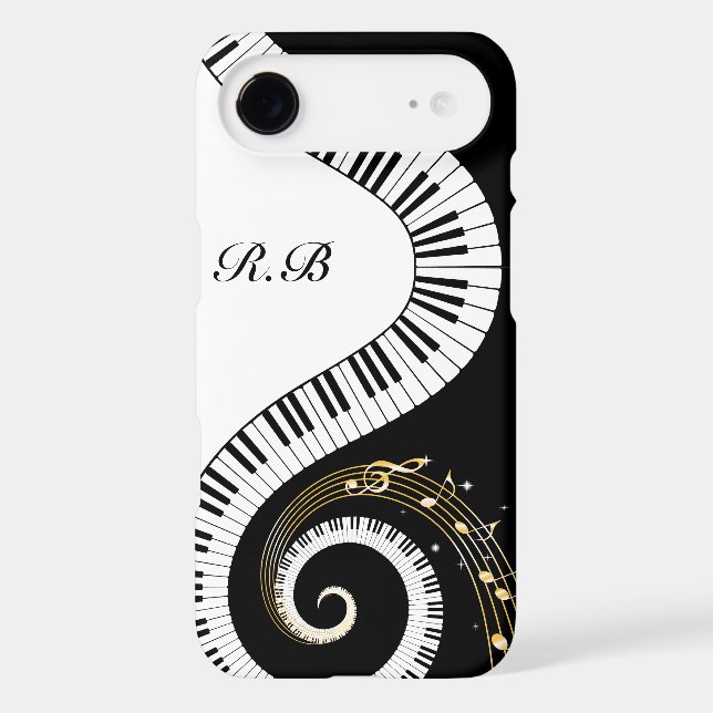 Monogram Piano Keys and  Musical Notes Case-Mate iPhone Case (Back)