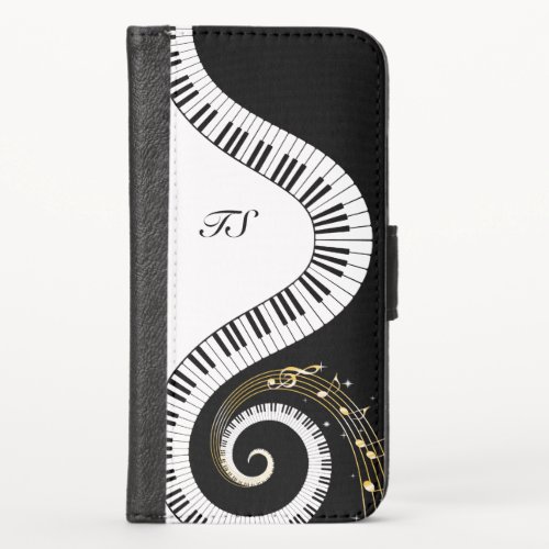 Monogram Piano Keys and Musical Notes iPhone X Wallet Case