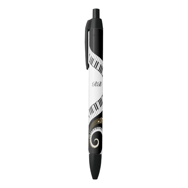 Monogram Piano Keys and Musical Notes Pen (Top (Vertical))