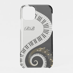 Monogram Piano Keys and Musical Notes iPhone 11 Pro Case